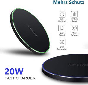 Wireless Charger Fast Wireless Charging Pad 20W Max Compatible with Iphone 11 12 13 14 15 Pro Max/12 13 Mini/Xs Max/Xr/Xs/X/8/8Plus,Galaxy S23/S22/S21/S20/Note 20/10, Airpods Pro Etc. (No AC Adapter)