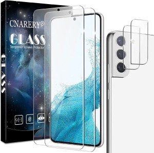 [2+2 Pack]Cnarery Screen Protector for Samsung Galaxy S22 and Camera Lens Protector, 0.2 Mm Ultra Thin Tempered Glass Fingerprint Support Easy Installation