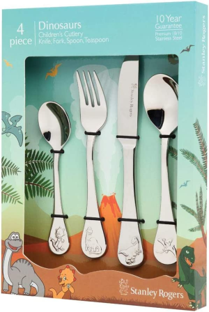 Stanley Rogers 50622 Children’S Cutlery Australian Animals, Stainless Steel Cutlery Set, Durable Flatware for Kids, Mirror Polished Silverware in Gift Box (Color: Silver), Quantity: 1 Set, 4 Pieces