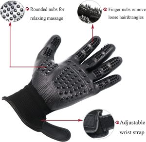 Bestbuy Pet Grooming Gloves – Improved Five Finger Design Rubber Glove Gentle De-Shedding Brushes for Cats, Dogs & Horses (Black)