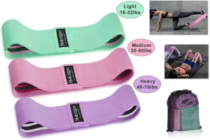 Strength Booty Fabric Bands, Xcellent Global 3 Pcs Non-Slip Fabric Resistance Bands for Butt, Leg & Arm, Circle Workout Hip Bands with Varied Resistance Levels