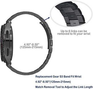 Simpeak Band Compatible with Samsung Galaxy Watch 3 45Mm / Gear S3 Frontier/Classic/Galaxy Watch 46Mm, Premium Stainless Steel Bracelet Strap 22Mm Replacement for Samsung Gear S3 Smart Watch, Black