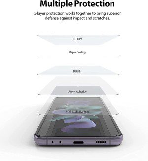 T Tersely [2 Pack] HYDROGEL Screen Protector for Samsung Galaxy Z Flip 3 5G, Full Support Fingerprint Unlock Aqua Flex Anti-Scratch Soft Protective TPU Film for Galaxy Z Flip3 5G