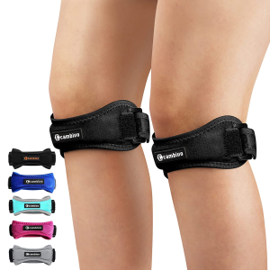 CAMBIVO 2 Pack Patella Knee Strap, Adjustable Knee Brace Patellar Tendon Stabilizer Support Band for Knee Pain Relief, Jumpers Knee, Tendonitis, Basketball, Running, Hiking, Volleyball, Tennis, Squats (Black)