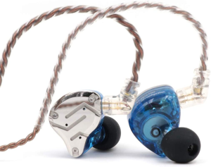 KZ ZS10 Pro, Linsoul 4BA+1DD 5 Driver In-Ear Hifi Metal Earphones with Stainless Steel Faceplate, 2 Pin Detachable Cable (With Mic, Glare Blue)