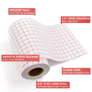 Transfer Paper Tape Roll 6″ X 50 Feet for Self Adhesive Permanent Vinyl for Signs Stickers Decals Walls Doors & Windows