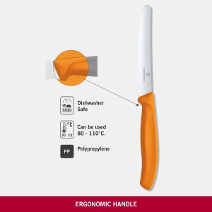 Victorinox Wavy Edge Steak & Tomato Knife, round Tip, Orange, 6.7836.L119