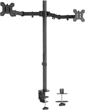 VIVO Dual Monitor Stand up Desk Mount Extra Tall 39 Inch Pole, Fully Adjustable Stand for up to 27 Inch Screens, Black, STAND-V012