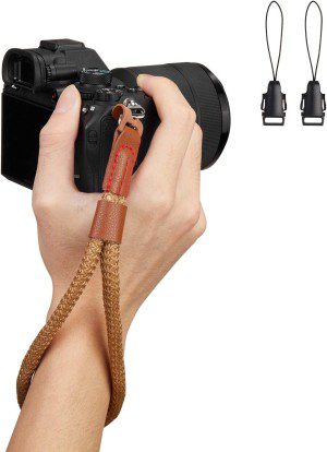 WANBY Camera Wrist Strap Soft Cotton Hand Strap with Quick Release Buckles Camcorder Comfort Antislip Security Wrist Strap for Women Men All DSLR Universal SLR Cameras (Black)