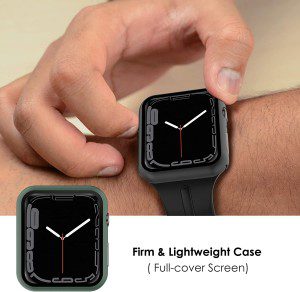 Simpeak 4-Colors Slim Hard Screen Protector Case Compatible with Apple Watch Series 9 8 7 41Mm, HD Clear, Full Protection Bumper Case Compatible with Iwatch 9 8 7, Green, Navy, Black, Clear (41Mm)