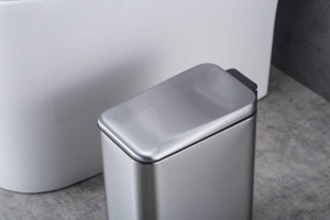 Smartbin 5L 5 Liter Stainless Steel Kitchen Trash Bin with Lid Bathroom Waste Paper Bin Toilet Bin Pedal Dust Bin Garbage Can Waste Office H29*W14*D23Cm Recycle Bin Inner Bucket Rectangular Brushed