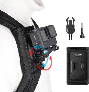 TELESIN 360°Rotational Backpack Clip Mount Super Solid Fast Release Clamp Rotation Hat Mount for Gopro Hero 11 10 9 8 7 6 5 4 DJI Osmo Action 2 3 Insta360 One X2 X3 Action Camera Accessories