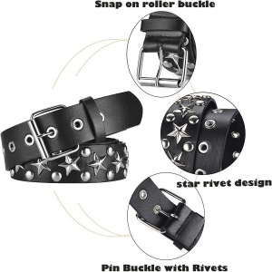 CWCYYDSYY Studded Belts Punk Hip Hop Faux Leather for Jeans Pants