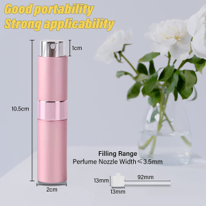 YUNAI 1Pcs Perfume Atomizer Refillable Bottles, 8Ml Portable Mini Spray Travel Bottle, Easy to Refill Glass Inner Empty Atomizer Bottle for Outgoing and Travel(New Version Pink)