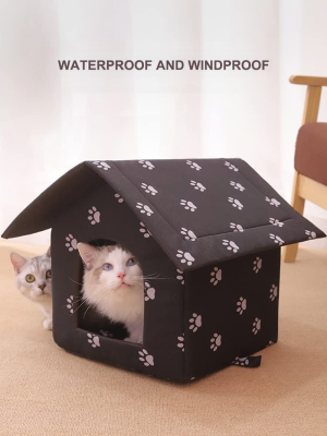 Squishy Dot Outdoor Cat House, Outdoor/Indoor Weatherproof Cat Houses, Waterproof Outdoor Cat Cave – a Safe Pet House and Kitty Shelter for Your Cat to Stay Warm & Dry, for Cats<6Kg, Medium