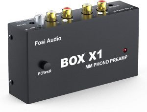 Fosi Audio Box X1 Phono Preamp for MM Turntable Mini Stereo Audio Hi-Fi Phonograph/Record Player Preamplifier with 3.5MM Headphone and RCA Output with Power Switch DC 12V Power Supply