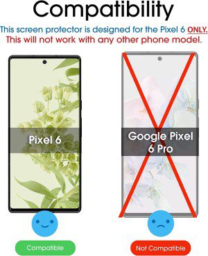 (3 Pack) Amfilm Tempered Glass Screen Protector for Google Pixel 6, 0.26Mm Thickness HD Clear, Anti-Scratch Bubbles-Free