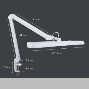 (New Model) Neatfi XL 2500 Lumens LED Task Lamp with Clamp, 24W Super Bright Desk Lamp, 162 Pcs SMD LED, 56CM Wide Lamp, Table Clamp LED Light, Eye-Caring LED Lamp (White)