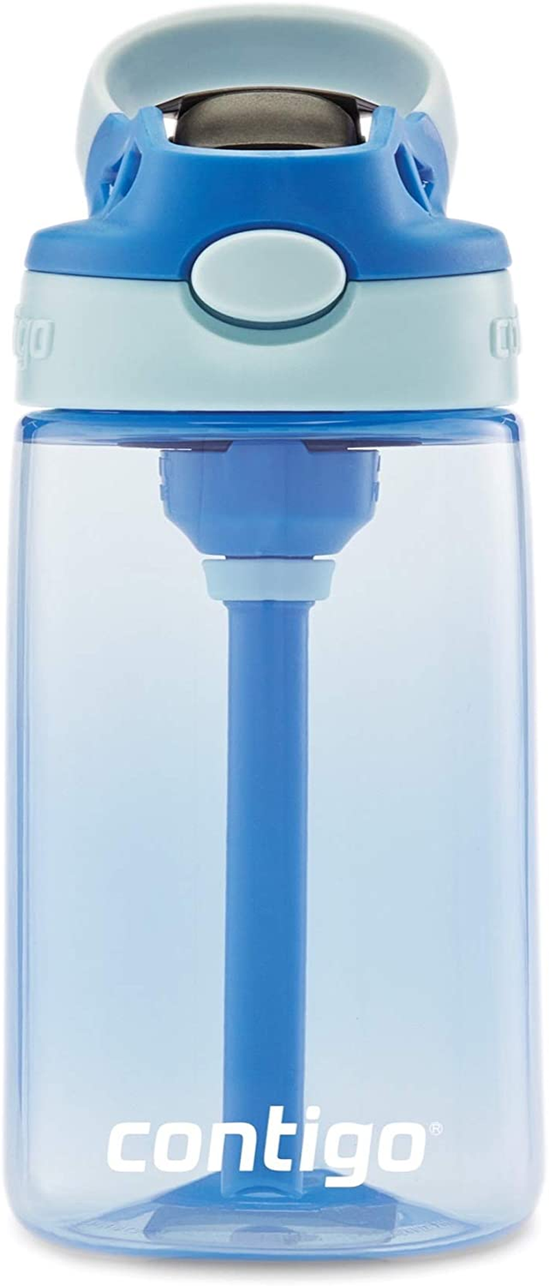 Contigo Kids Straw Water Bottle with Autospout Lid, 20 oz, Blueberry & Green Apple Blue