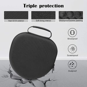 Procase Hard Case for New Airpods Max, Travel Carrying Headphone Case with Silicone Earpad Cover & Mesh Pocket, Airpods Max Protective Portable Storage Bag -Black