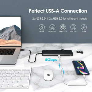 WAVLINK 12-In-1 USB C Hub, Triple Display USB C Docking Station Dual Monitor Adapter Laptop Dock USB C to 4K Hdmi+Dp+Vga+Ethernet+100W Type C Pd+4Usb+Tf/Sd+Audio for Windows/Mac and More