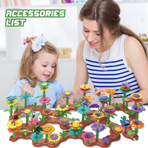 GIGIPIG Flower Garden Building Toys for Girls Age 3, 4, 5, 6 Year Old, STEM Toy Gardening Pretend Toys for Kids, Stacking Game for Toddlers Play Set, Educational Activity for Preschool (224 PCS)