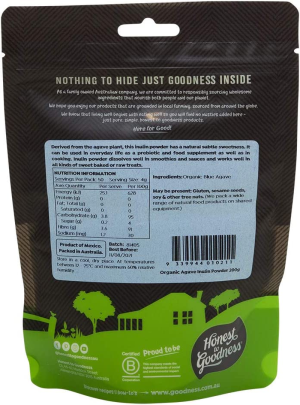 Honest to Goodness Organic Agave Inulin Powder, 200 G