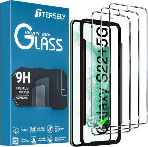 T Tersely 3-Pack Tempered Glass Screen Protector 9H for Samsung Galaxy S22 plus / S22+ 5G, Support Fingerprint Unlock Anti-Scratch Film Screen Protector for Samsung Galaxy S22Plus (6.6 Inch)