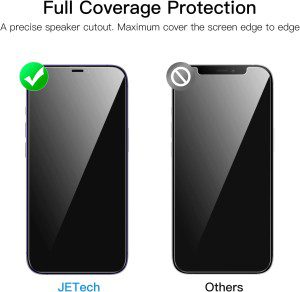 Jetech Privacy Full Coverage Screen Protector for Iphone 12 Pro Max 6.7-Inch, Anti-Spy Tempered Glass Film, Edge to Edge Protection Case-Friendly, 2-Pack