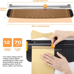 Paper Cutter 12 Inch Paper Trimmer Scrapbooking Tool with Security Blade for A4, Craft Paper, Label, Photo and Cardstock (Replacement Blades)