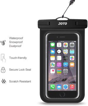 JOTO Universal Waterproof Phone Pouch Cellphone Dry Bag Case for Iphone 14 13 12 11 Pro Max Mini Xs XR X 8 7 6S plus SE, Galaxy S21 S20 S10 plus Note 10+ 9, Pixel 4 XL up to 7″-Black