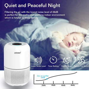 AROVEC Air Purifier Smart True HEPA Filter, Air Cleaner for Allergies, Smokers, Pets, Pollen, Dust, Odour Eliminators for Bedroom, Smart Air Quality Sensor, 2-Yr Warranty, AV-P300, White.