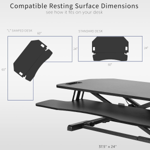 VIVO Extra Wide Corner Height Adjustable 38 Inch Stand up Desk Converter, Sit Stand Tabletop Dual Monitor and Laptop Riser Workstation, Black, DESK-V000KL