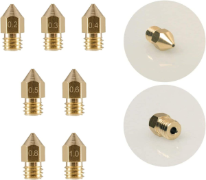 LEOWAY 18 Pcs MK8 Extruder Nozzle 3D Printer Brass Nozzle with 7 Different Sizes (0.2Mm, 0.3Mm, 0.4Mm, 0.5Mm, 0.6Mm, 0.8Mm, 1.0Mm) for 1.75MM MK8 Makerbot, Ender-3 Series/Ender-5 Series/Cr-10