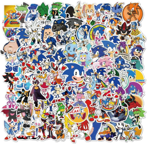 Sonic Stickers,100 PCS Anime Game Sonic the Hedgehog Graffiti Vinyl Waterproof Decals for Water Bottles Computer Bicycle Skateboard Luggage Phone Pad Laptop Kids Teens Stickers Pack