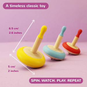 Shumee Wooden Spin Tops (3 Years+) – Curiosity & Fine Motor Skills (3 Pieces)