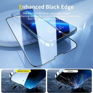 Smartdevil Screen Protector for Iphone 14 and Iphone 13/13 Pro【Full Coverage】【Case Friendly】Tempered Glass Film with Installation Tool, High Definition,9H Hardness Shockproof, Anti-Scratch -2 Pack