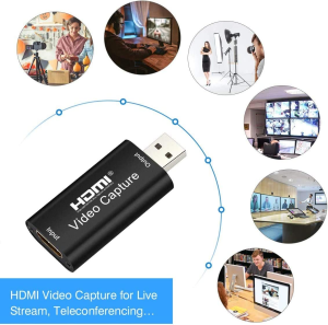 T Tersely Portable Audio Video Capture Cards, HDMI to USB 2.0 1080P 4K Record via DSLR Camcorder Action Cam Link for High Definition Acquisition, Live Broadcasting, Video Conference, Teaching, Gaming