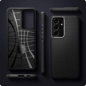 SPIGEN Liquid Air Case Designed for Samsung Galaxy S21 Ultra (2021) Soft TPU Armor Slim Cover – Black