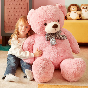 IKASA Giant Teddy Bear Stuffed Animal Plush Toy,Large Cute Jumbo Soft Toys,Huge Big Size Plushy Fluffy Fat Oversized Plushie,Gifts for Kids Girls Boys Girlfriend (120Cm,Pink)