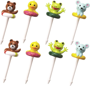 8PCS Fruit Food Plastic Picks, Fruit Forks Lunch Picks for Kids Bento, Fun Cartoon Animal Toothpicks for Appetizers, Reusable Lunch Picks,Children Party Supplies,Cartoon Bento Box Picks