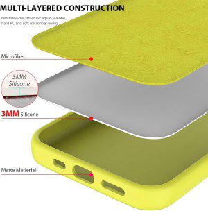 ZUSLAB Nano Silicone Case for Iphone 12 Mini 5.4″ Shockproof Gel Rubber Bumper Protective Cover – Yellow