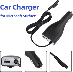 Sisyphy Surface Pro Car Charger, 42W 12V 2.58A Power Supply for Microsoft Surface Pro 3 Pro 4 Pro 5 Pro 6 Surface Go Surface Laptop & Surface Book with 5V 2.1A USB Fast Charging Port