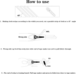 YICBOR Bias Tape Maker 6Mm 9Mm 12Mm 18Mm 25Mm Fabric Bias Binding Maker with Binder Foot Bradawl Quilting Clips Sewing Pins Kit, Bias Tape Maker(Box)