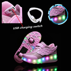 ZCOINS Boy Girl Roller Shoes with Light Flashing Wheels Skate Sneaker for Kids Teens