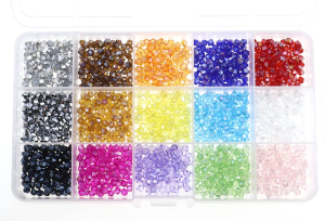 1500PCS Crystal Faceted Bicone Beads Bulk Beads 4Mm Faceted Loose Beads for DIY Jewelry Making Bracelet Necklace Findings Earrings Accessories 15 Colours