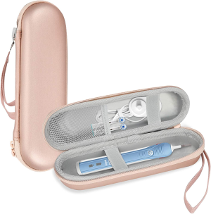 Procase Electric Toothbrush Hard Travel Case Fit for Oral-B Pro 1000 1500 7000 8000/ Philips Sonicare 5100 6100, Battery Toothbrush Carrying Case Holder Container, Mesh Pocket for Accessories–Rosegold