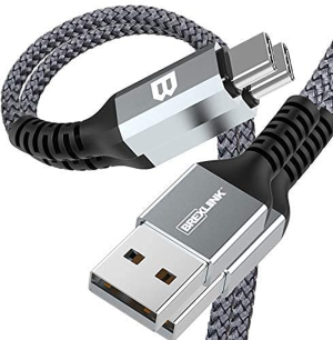 Brexlink USB C Fast Charging Cable(3A), USB C to USB a Charger (2 Pack), Nylon Braided Fast Charging Cord for Samsung Galaxy S10 S9 S8 Note 9, Pixel, LG V30 G6 (3 Meters, Black)