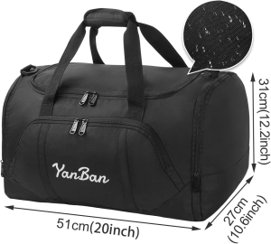 Wuyan Gym Bag for Men/Women,Sports Duffels with Shoes Compartment & Wet/Dry Pockets,73L High Capacity Travel Sports Bag,Black