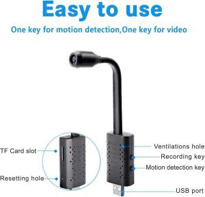 Vanxse CCTV USB Wifi Network IP Camera 1080P HD Wireless Mini Hidden Camera App Remote Access, Motion Detection, Video Recorder Home Security Surveillance